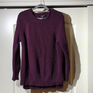 Ellen Tracy Port Marled Open Knit Pullover Rolled Neck Notched Hem Sweater Sz L